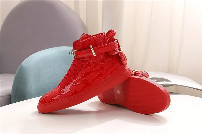 Chaussures luxe chic relief croco classe pour homme /  Men Embossed Crocodile High Top Sneakers