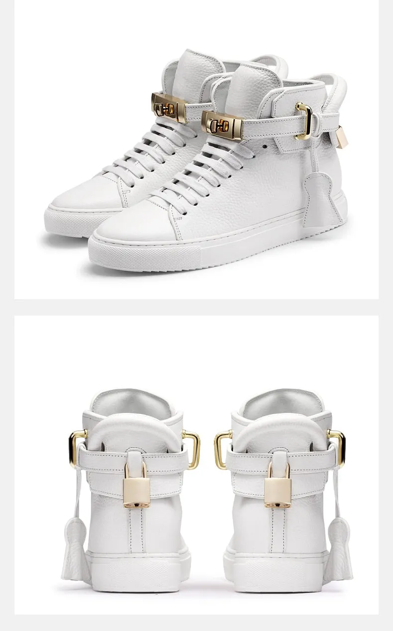 Chaussures luxe chic relief croco classe pour homme /  Men Embossed Crocodile High Top Sneakers