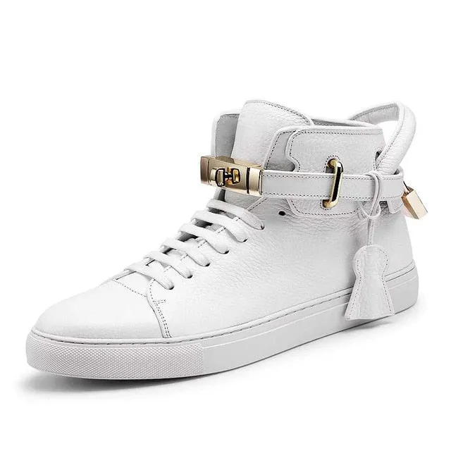 Chaussures luxe chic relief croco classe pour homme /  Men Embossed Crocodile High Top Sneakers
