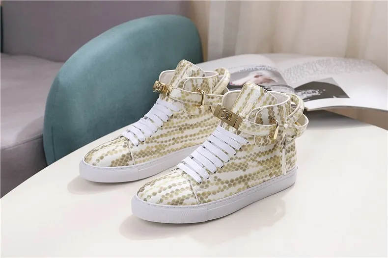 Chaussures luxe chic relief croco classe pour homme /  Men Embossed Crocodile High Top Sneakers
