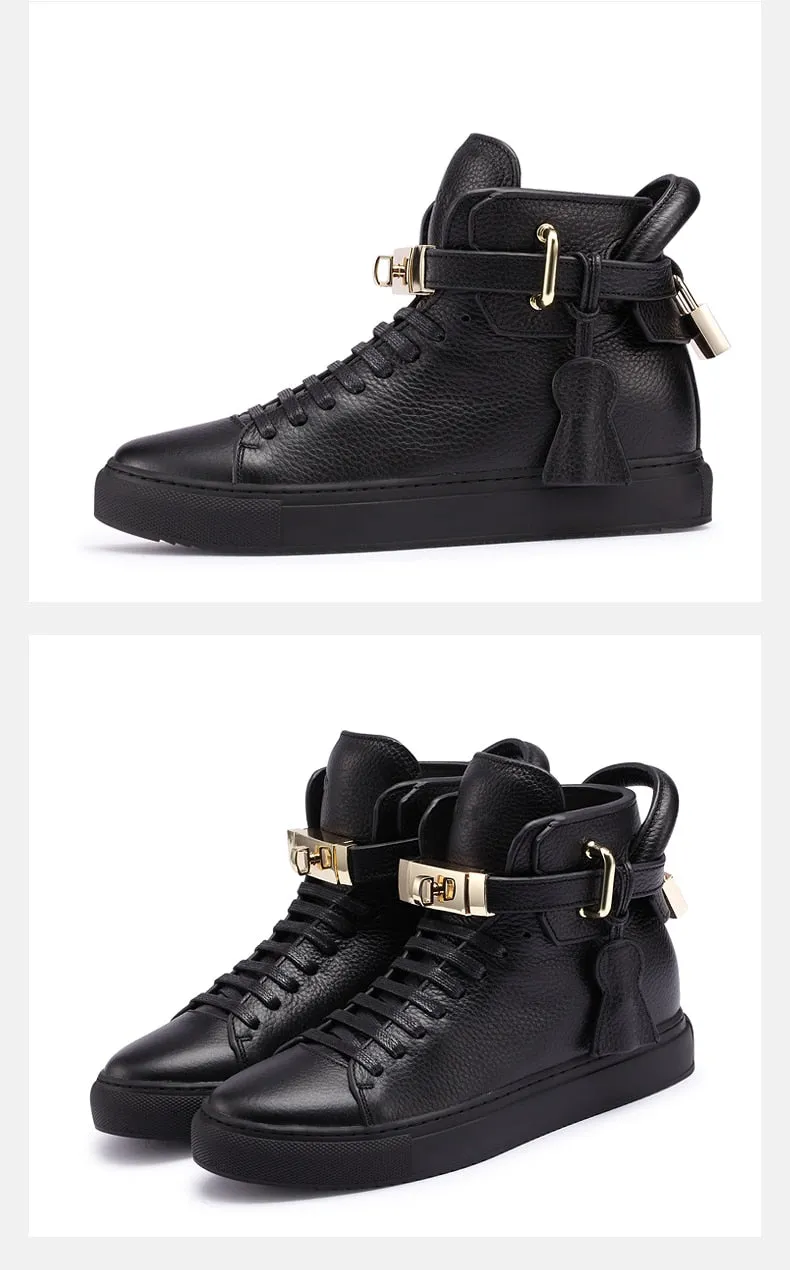 Chaussures luxe chic relief croco classe pour homme /  Men Embossed Crocodile High Top Sneakers