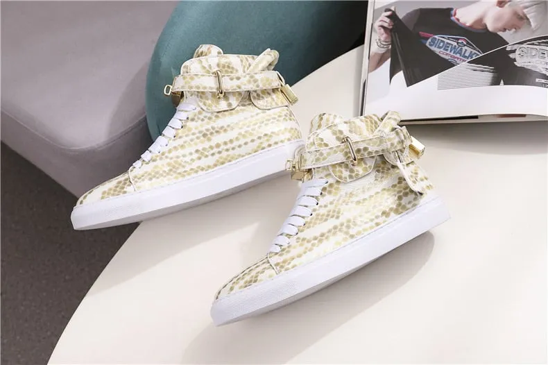 Chaussures luxe chic relief croco classe pour homme /  Men Embossed Crocodile High Top Sneakers