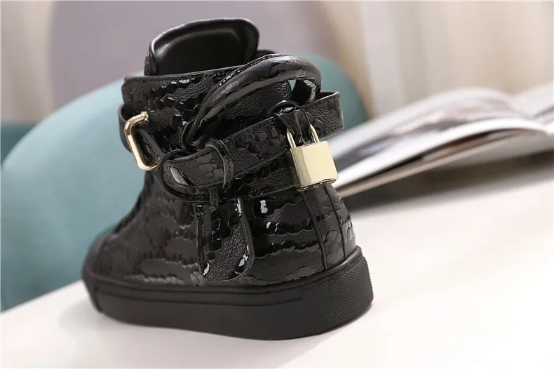 Chaussures luxe chic relief croco classe pour homme /  Men Embossed Crocodile High Top Sneakers