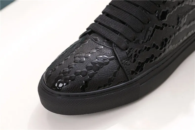 Chaussures luxe chic relief croco classe pour homme /  Men Embossed Crocodile High Top Sneakers