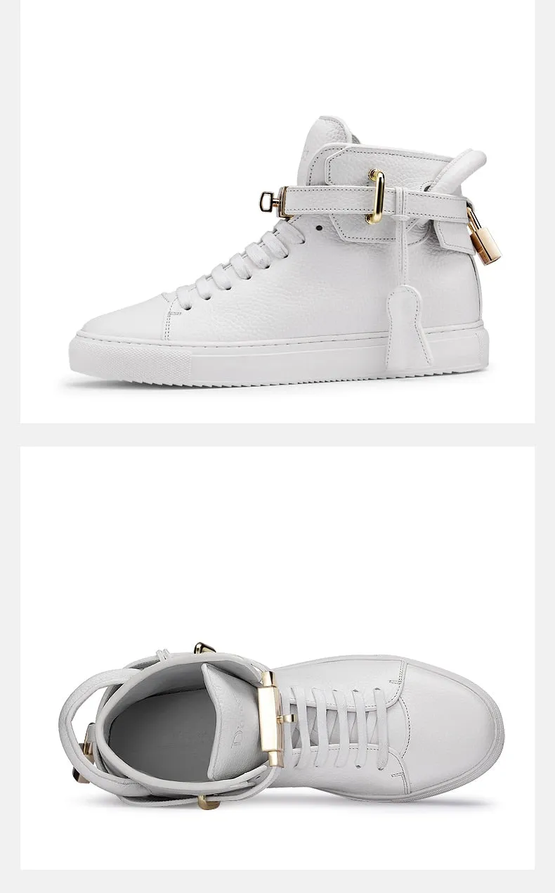 Chaussures luxe chic relief croco classe pour homme /  Men Embossed Crocodile High Top Sneakers