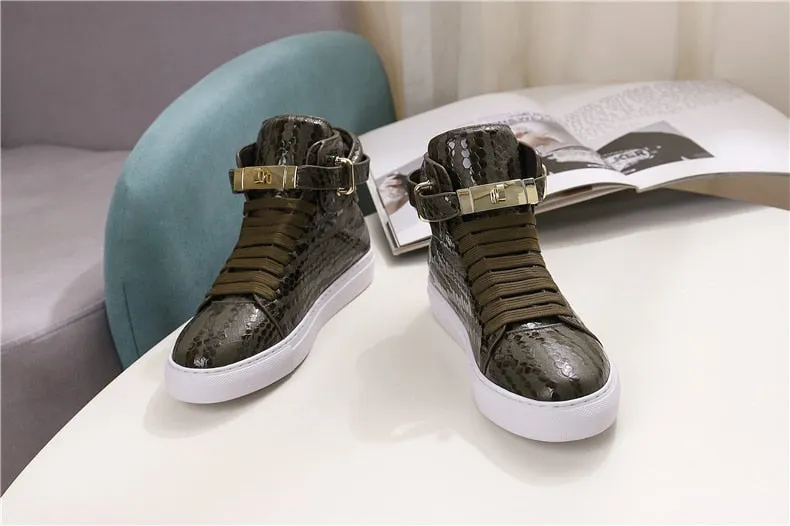 Chaussures luxe chic relief croco classe pour homme /  Men Embossed Crocodile High Top Sneakers