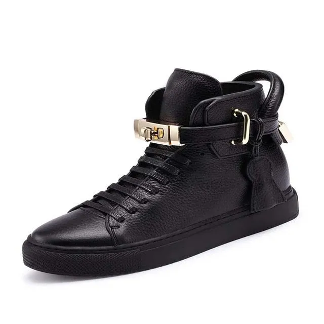 Chaussures luxe chic relief croco classe pour homme /  Men Embossed Crocodile High Top Sneakers