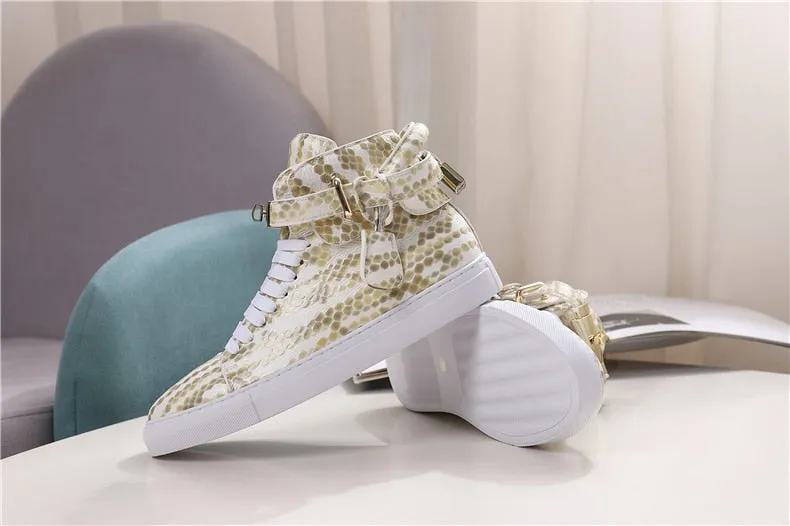 Chaussures luxe chic relief croco classe pour homme /  Men Embossed Crocodile High Top Sneakers