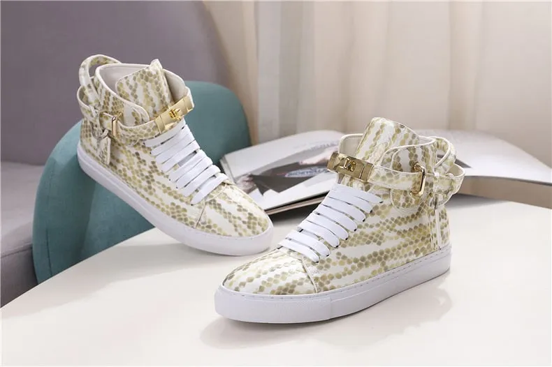 Chaussures luxe chic relief croco classe pour homme /  Men Embossed Crocodile High Top Sneakers