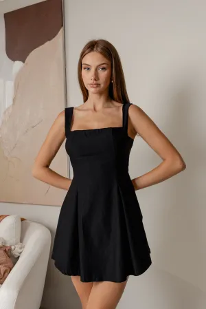 CHERYLYN TIED BACK MINI DRESS - Black