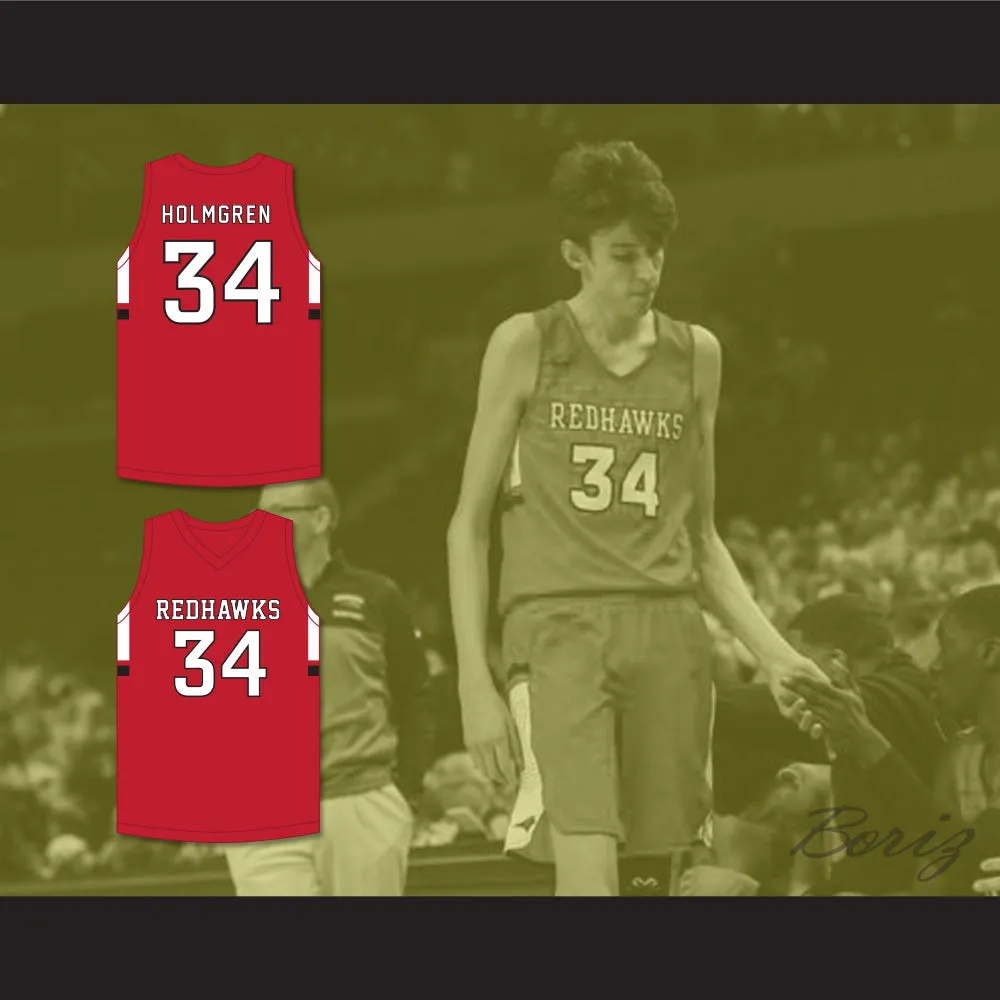 Chet Holmgren 34 Minnehaha Academy Redhawks Red Basketball Jersey 2