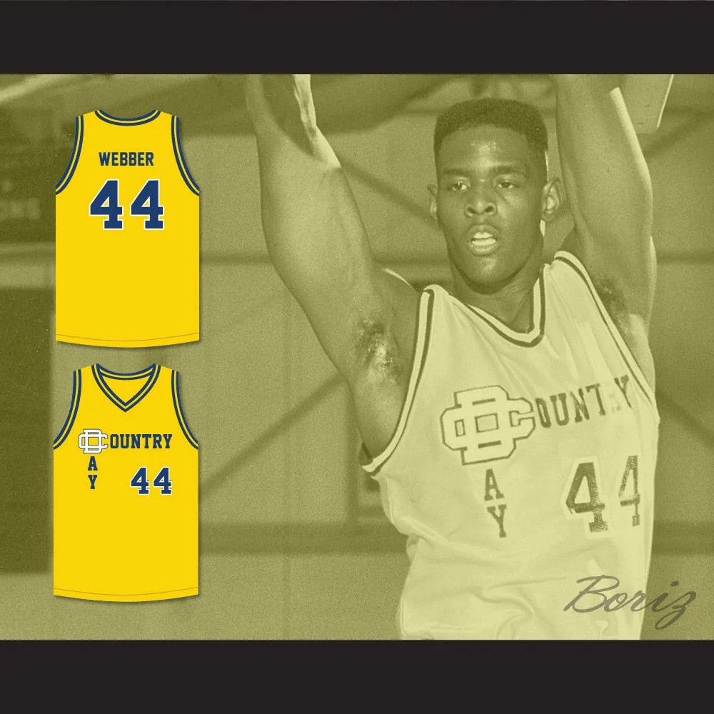 Chris Webber 44 Detroit Country Day School Yellowjackets Yellow Basketball Jersey