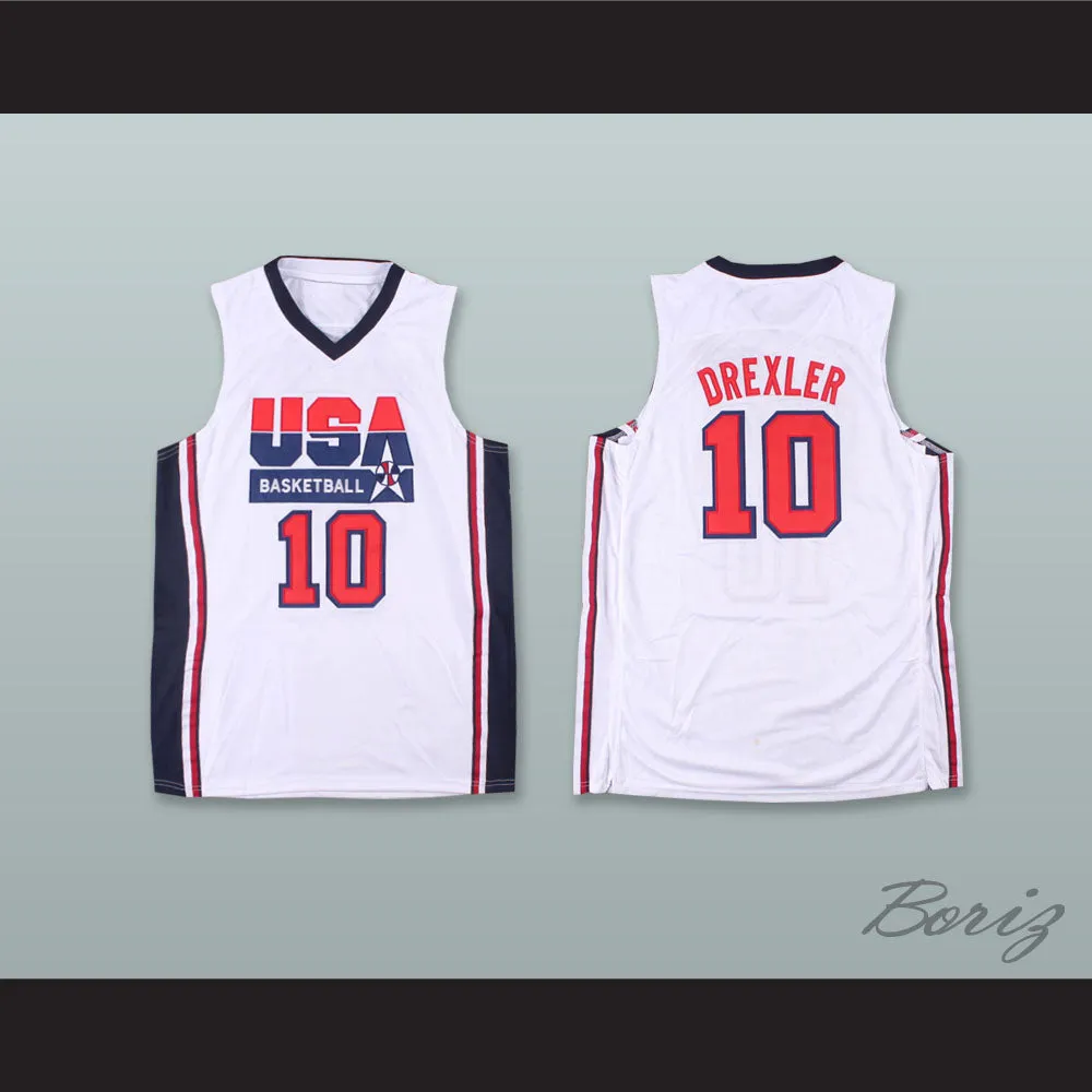 Clyde Drexler 4 USA White Basketball Jersey