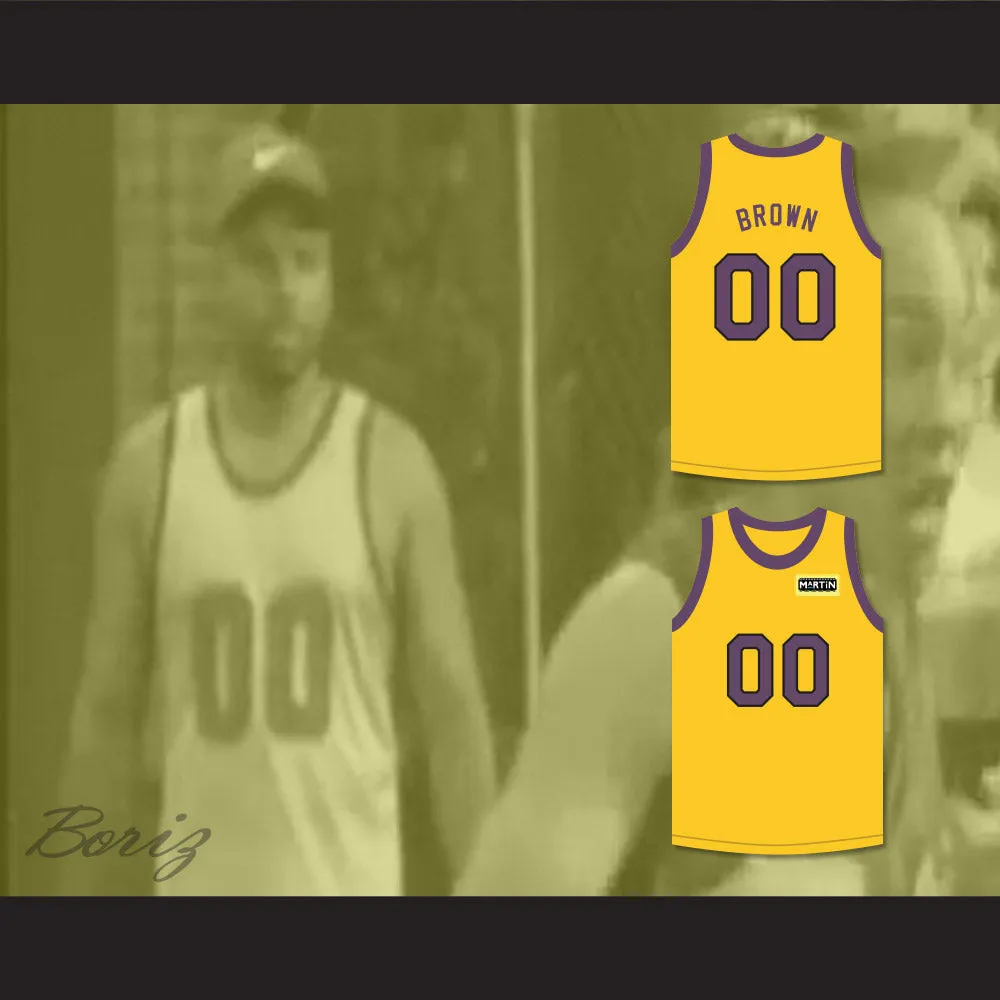 Cole Brown 00 Yellow Basketball Jersey with Martin Patch