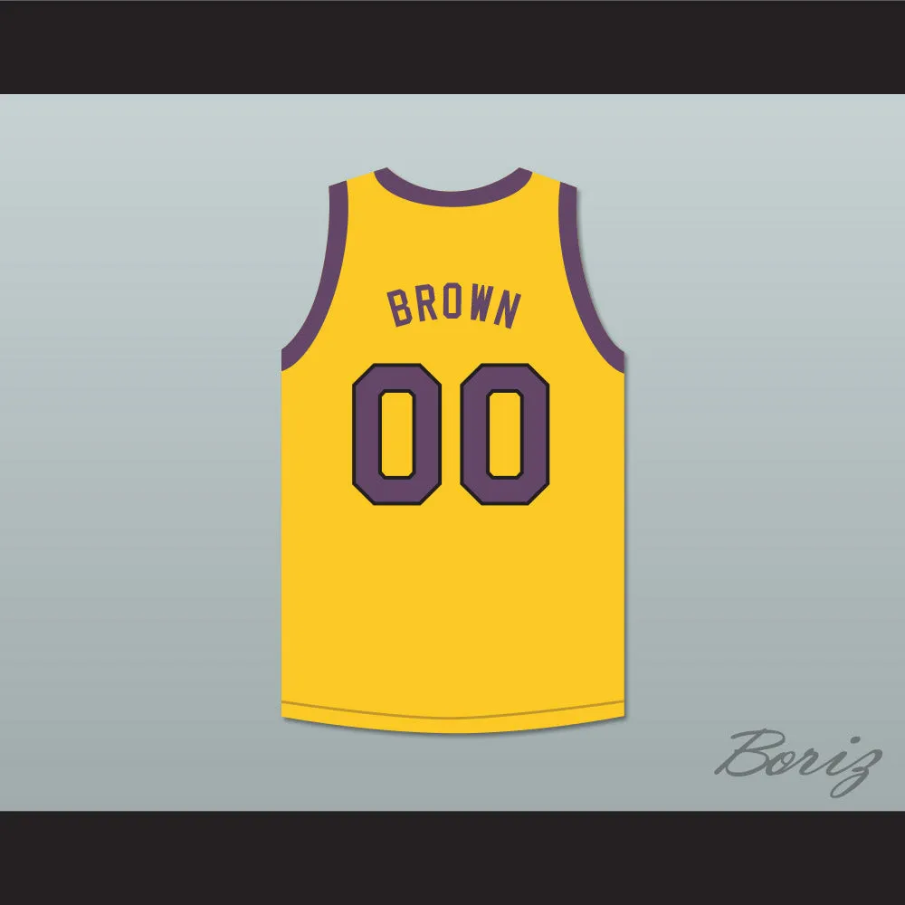 Cole Brown 00 Yellow Basketball Jersey with Martin Patch