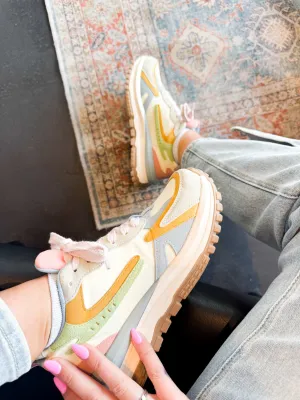 Color Block Chunky Sneakers- Pastel