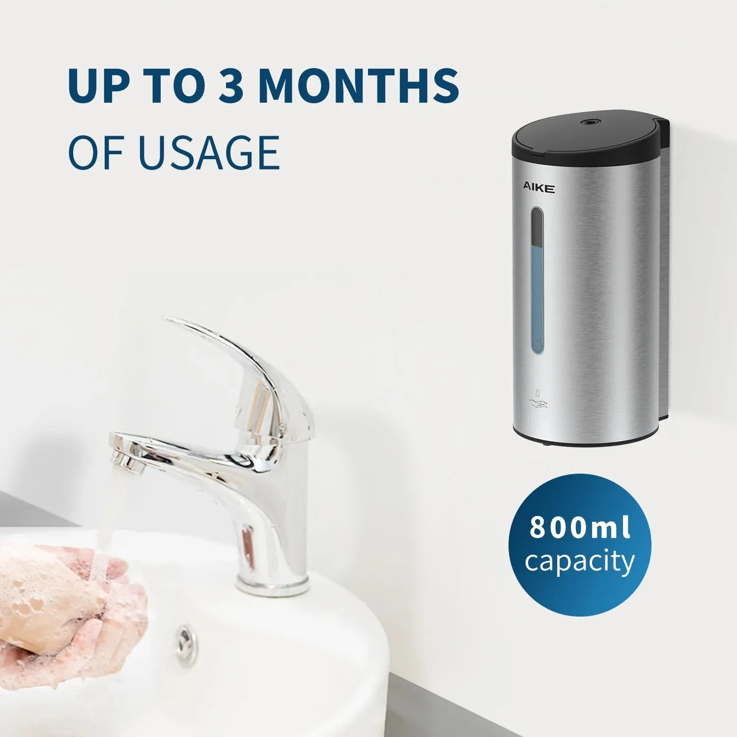 Commercial Automatic Soap Dispenser Capacity 24Oz Stainless Steel Model Ak1205S,Brushed Color