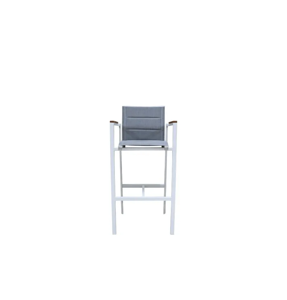 Copenhagen Outdoor Bar Chair - Powder Coated Aluminium White/Teak