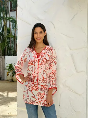 Coral Top in cotton