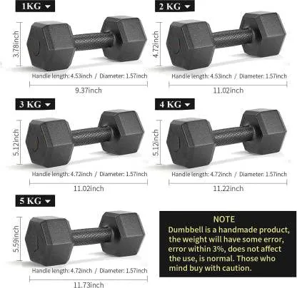 CORSO PVC Hex Dumbbells For Men & Women Strength Training Set 1kg 2kg 3kg 4kg 5kg Pair Hex Dumbbells Set (4KG/PAIR)