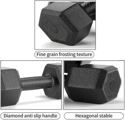 CORSO PVC Hex Dumbbells For Men & Women Strength Training Set 1kg 2kg 3kg 4kg 5kg Pair Hex Dumbbells Set (4KG/PAIR)