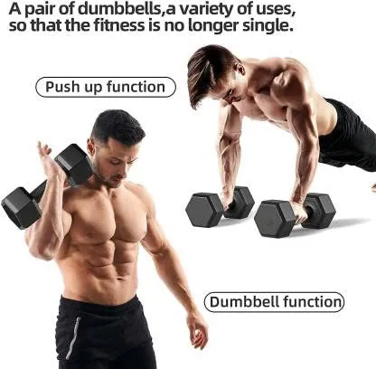 CORSO PVC Hex Dumbbells For Men & Women Strength Training Set 1kg 2kg 3kg 4kg 5kg Pair Hex Dumbbells Set (4KG/PAIR)