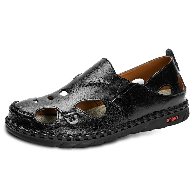 Cowhide hollow Baotou outdoor beach shoes