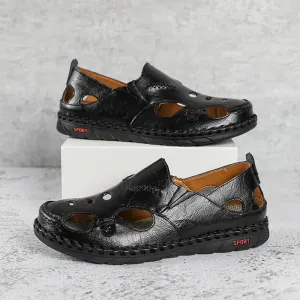 Cowhide hollow Baotou outdoor beach shoes