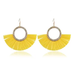 Cubic Zirconia & Yellow Raffia 18K Gold-Plated Drop Earrings