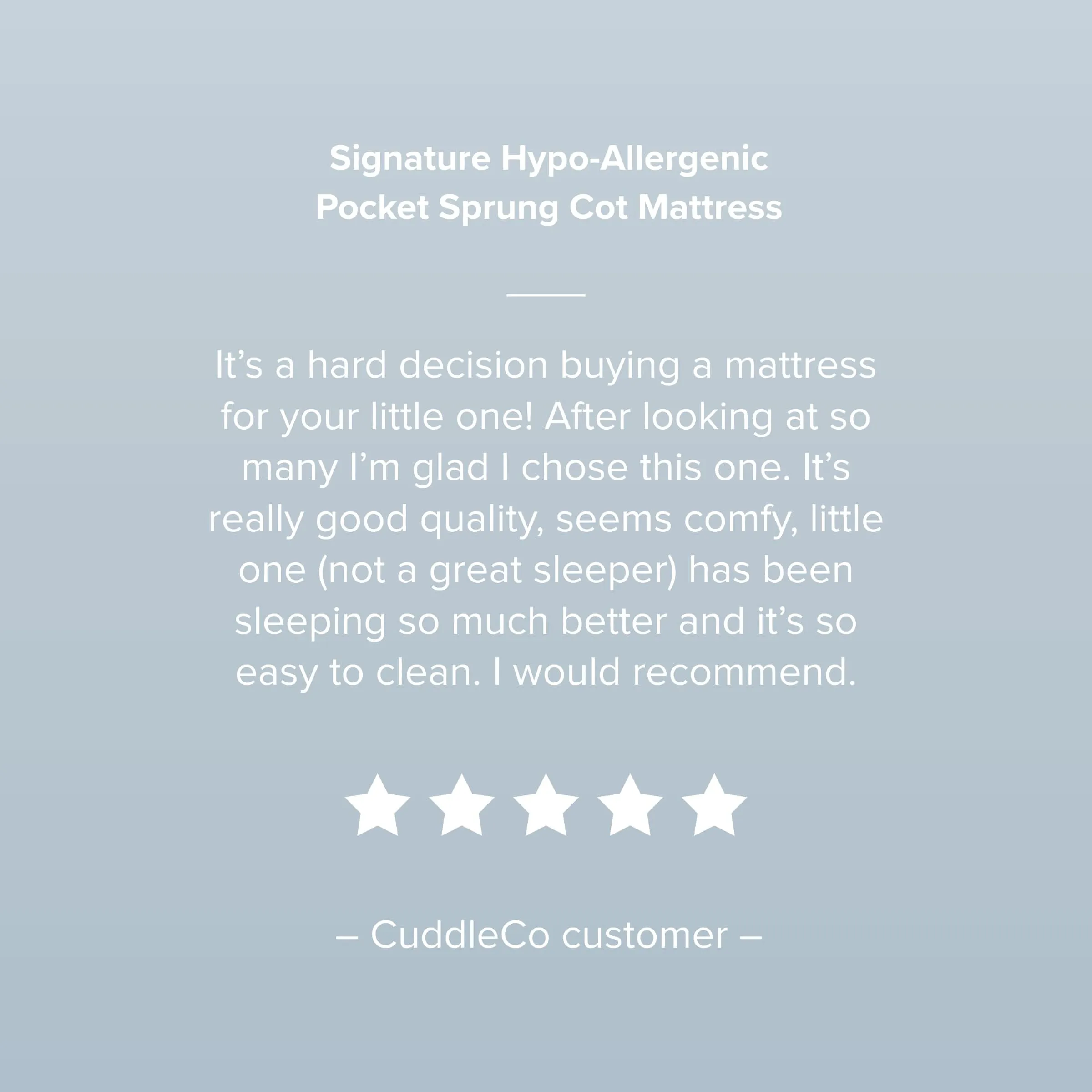 CuddleCo Signature Hypo-Allergenic Bamboo Pocket Sprung Cot Mattress 120 x 60cm