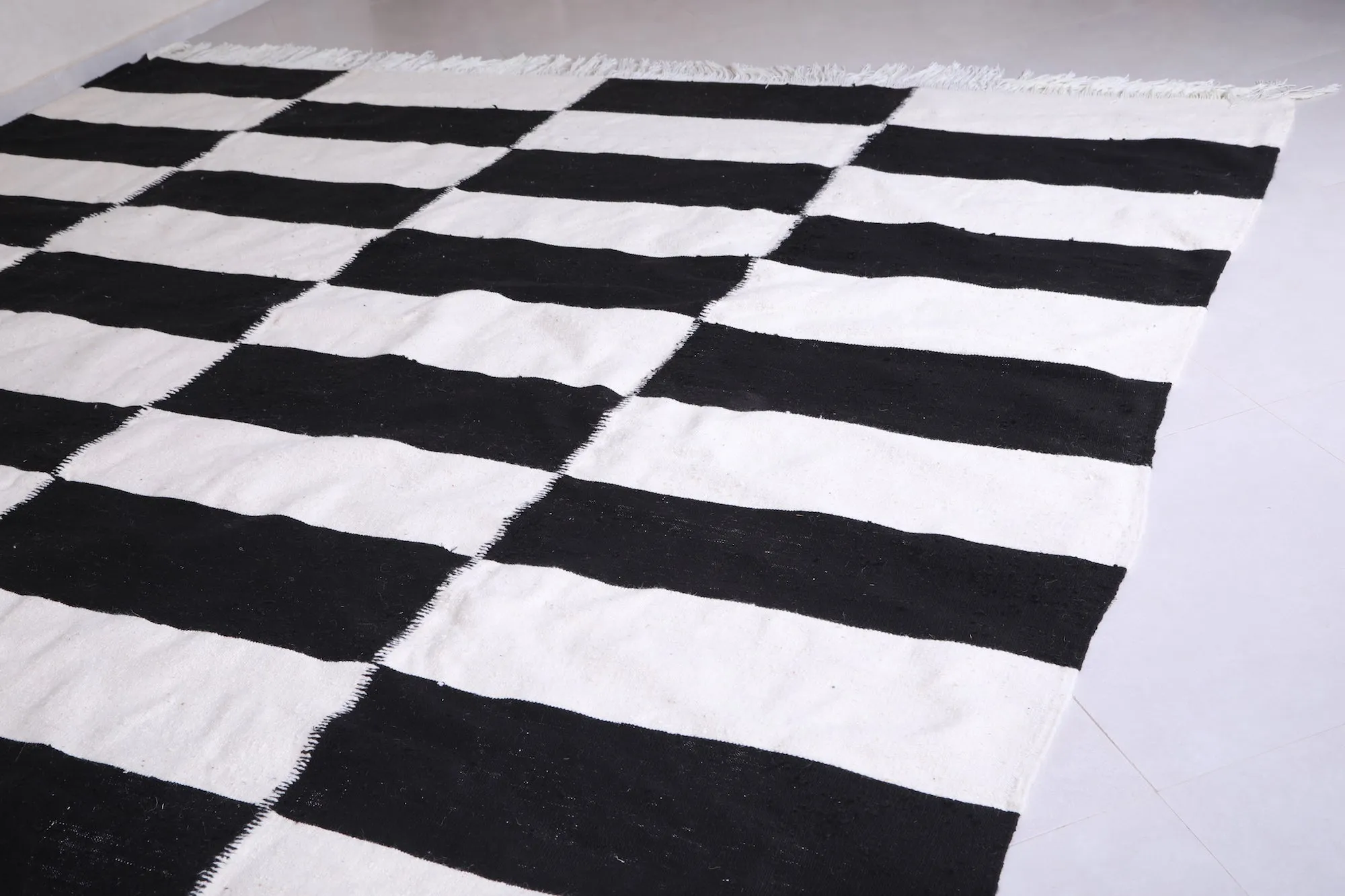 Custom Flat woven rug - Checkered moroccan rug - Wool rug
