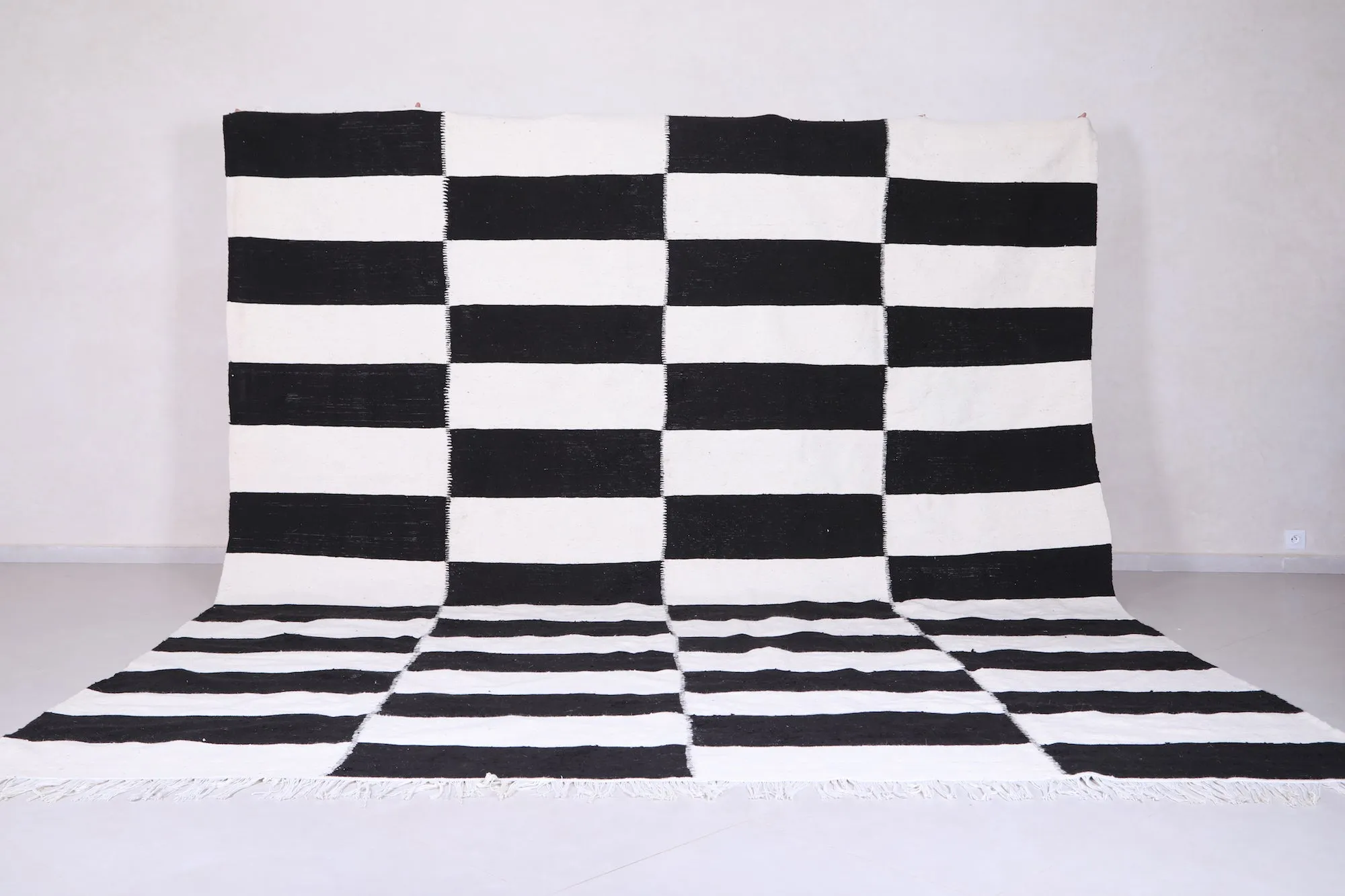 Custom Flat woven rug - Checkered moroccan rug - Wool rug