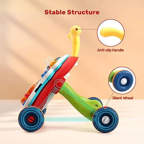CUTE STONE Sit-to-Stand Learning Walker, 2 in 1 Baby Walker, Kids Early Educational Activity Center, Multifunctional Removable Play Panel, Baby Music Learning Toy Gift for Infant Boys Girls - Retails $80 