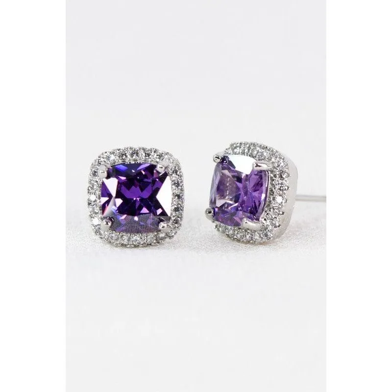 Dainty cubic zirconia square stud earrings