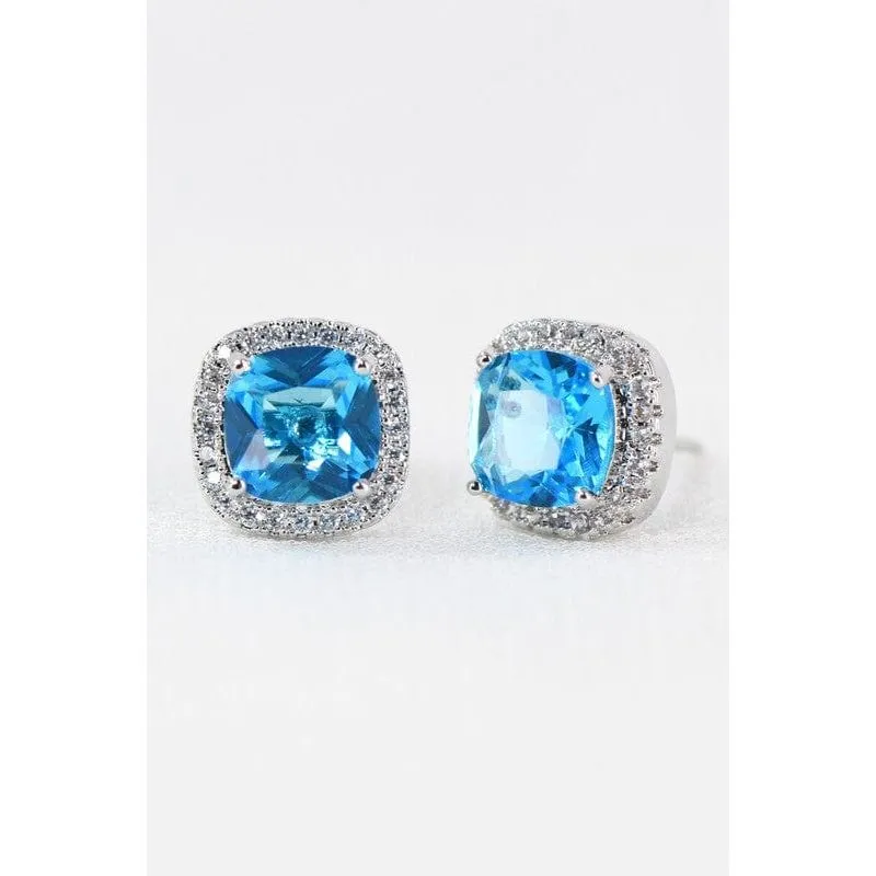 Dainty cubic zirconia square stud earrings