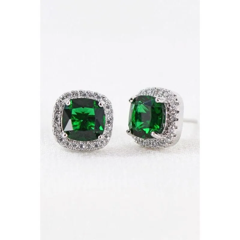 Dainty cubic zirconia square stud earrings