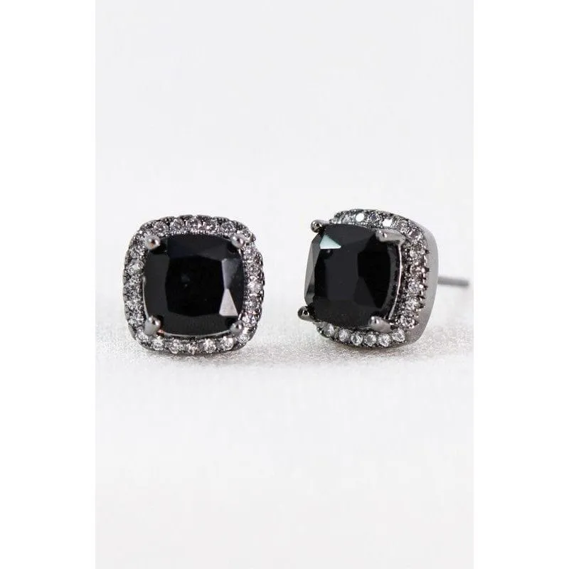 Dainty cubic zirconia square stud earrings