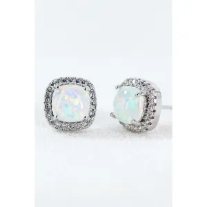 Dainty opal square stud earrings