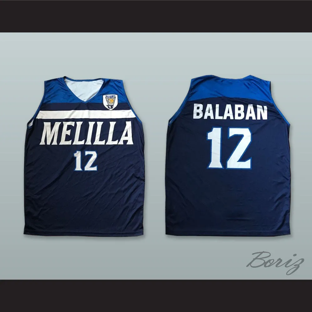 Darko Balaban 12 Club Melilla Baloncesto Navy Blue Basketball Jersey