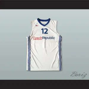 David Jelinek 12 Czech Republic White Basketball Jersey