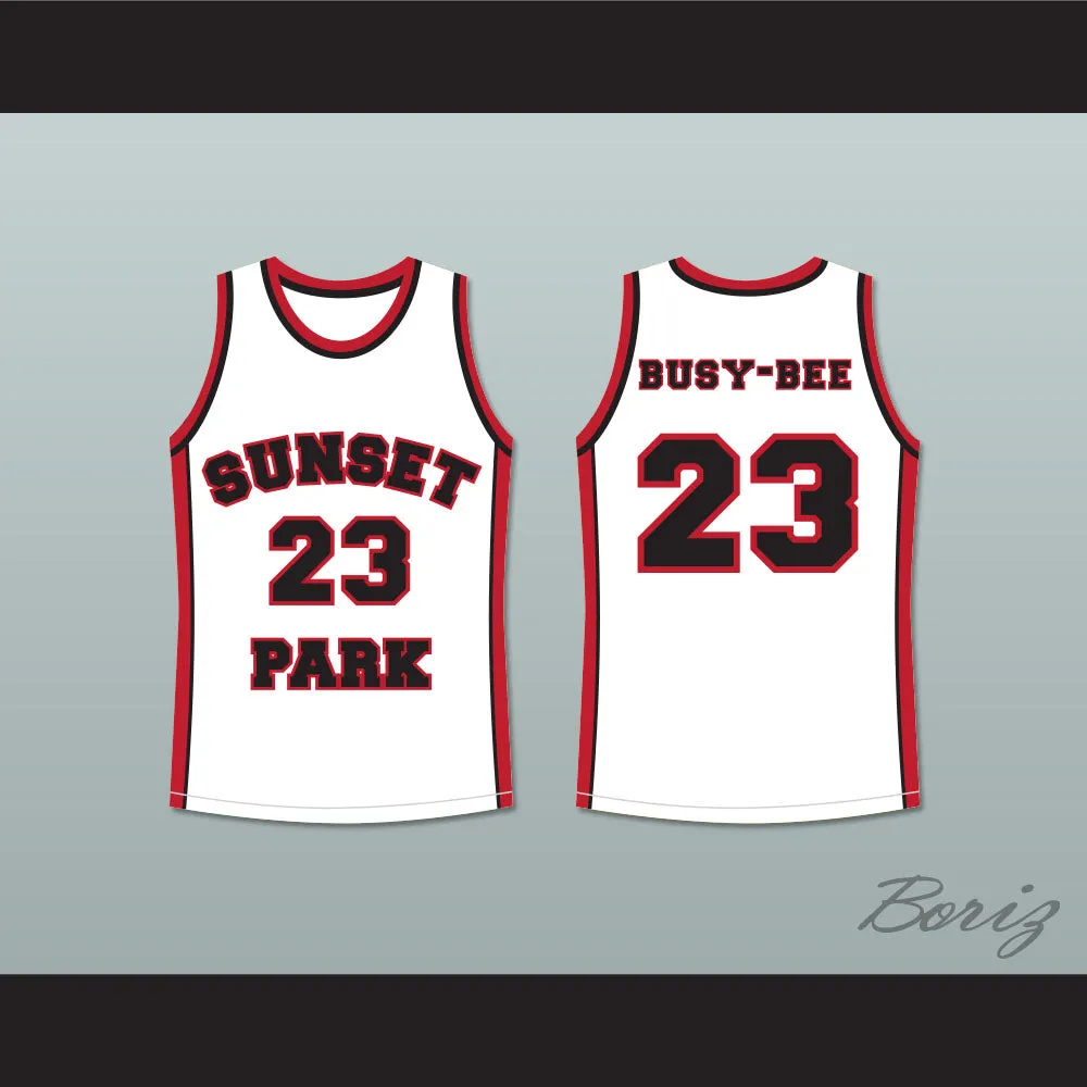 De'aundre Bonds Busy-Bee 23 Sunset Park White Basketball Jersey