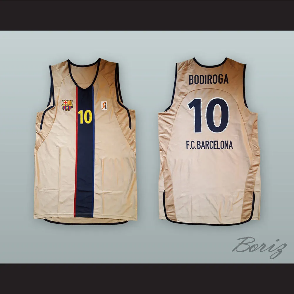 Dejan Bodiroga 10 FC Barcelona Tan Basketball Jersey