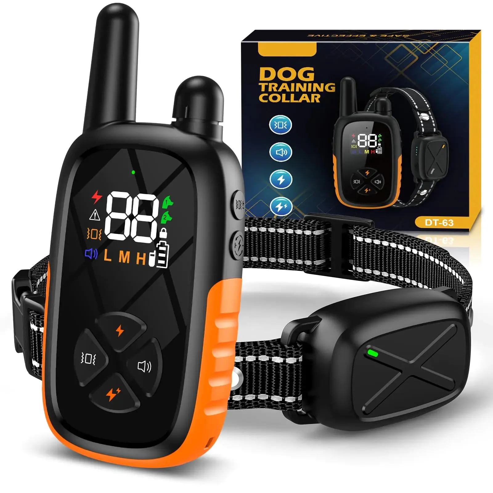 Delupet Dog Shock Collar - Electric Dog Training Collar with Remote Rechargeable E-Collar with 4 Training Modes Security Lock for All Breeds Sizes