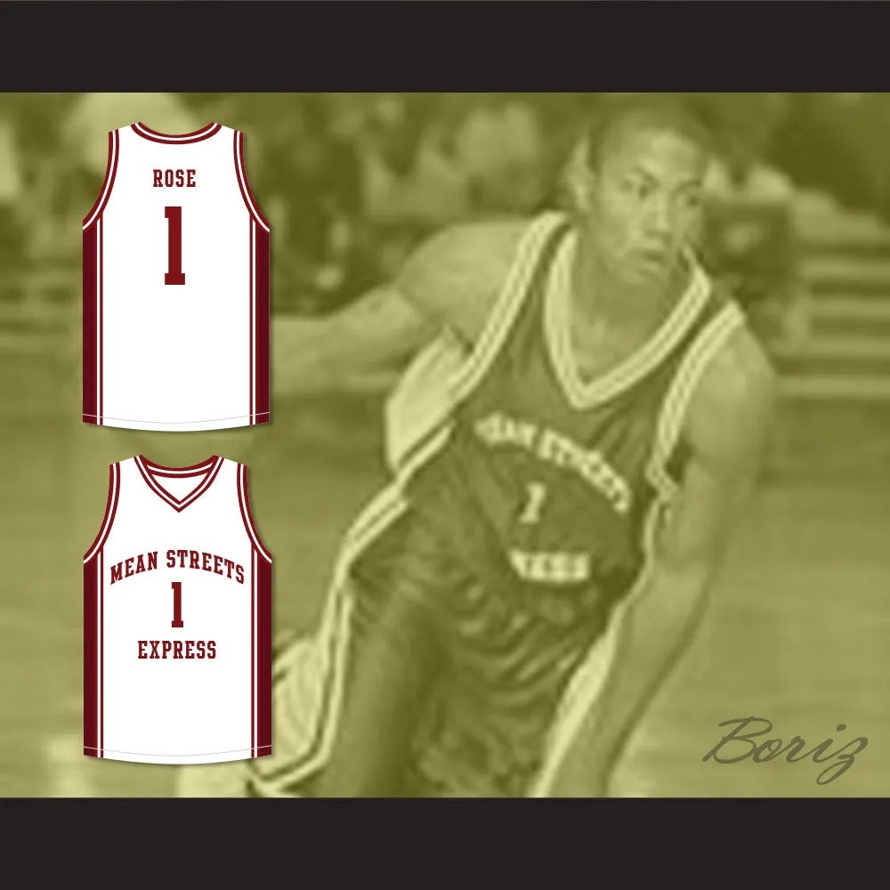 Derrick Rose 1 Mean Streets Express AAU White Basketball Jersey