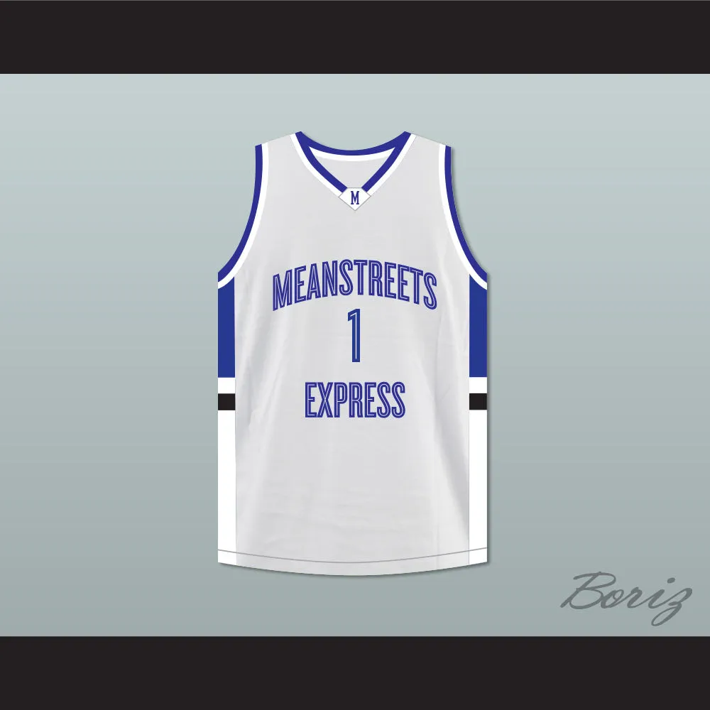 Derrick Rose 1 Mean Streets Express AAU White/Blue Basketball Jersey