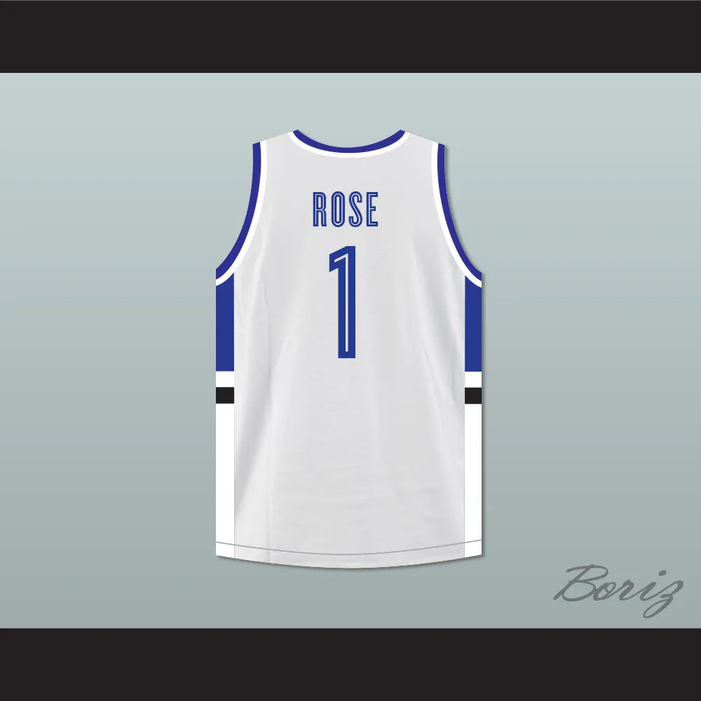 Derrick Rose 1 Mean Streets Express AAU White/Blue Basketball Jersey