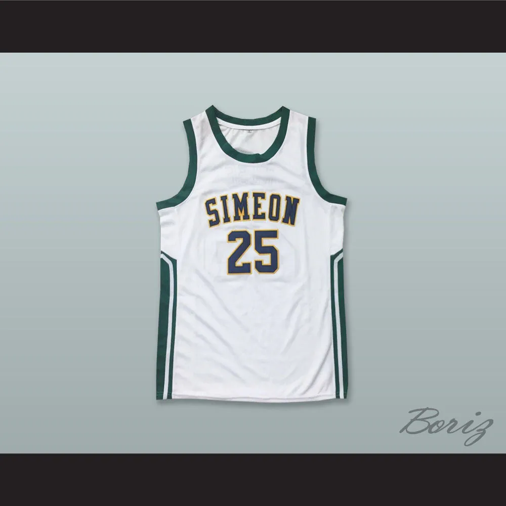 Derrick Rose 25 Simeon Career Academy Wolverines White Basketball Jersey