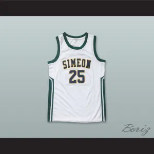 Derrick Rose 25 Simeon Career Academy Wolverines White Basketball Jersey