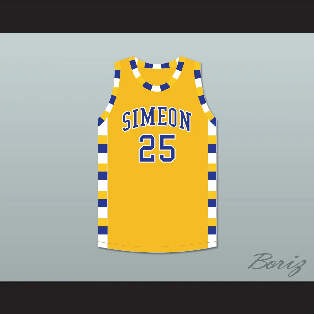 Derrick Rose 25 Simeon Career Academy Wolverines Yellow Gold Basketball Jersey