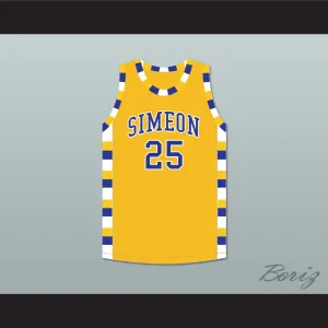 Derrick Rose 25 Simeon Career Academy Wolverines Yellow Gold Basketball Jersey